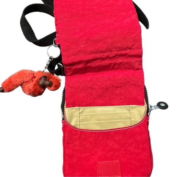 Kipling Eldorado Small Cross-body Travel Bag Red with little red monkey - Picture 3 of 4